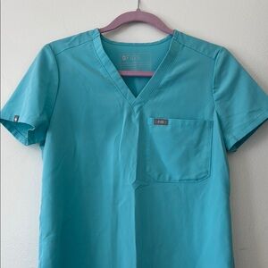 Figs Teal Scrub Top